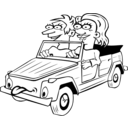 download Girl And Boy Driving Car Cartoon clipart image with 45 hue color