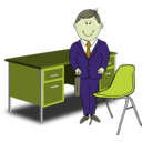 download Teacher Manager Between Chair And Desk clipart image with 45 hue color