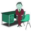 download Teacher Manager Between Chair And Desk clipart image with 135 hue color