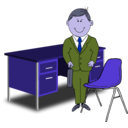 download Teacher Manager Between Chair And Desk clipart image with 225 hue color
