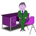 download Teacher Manager Between Chair And Desk clipart image with 270 hue color