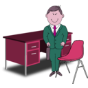 download Teacher Manager Between Chair And Desk clipart image with 315 hue color