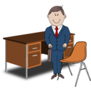 Teacher Manager Between Chair And Desk