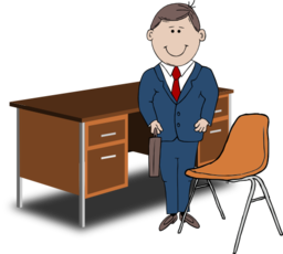 Teacher Manager Between Chair And Desk