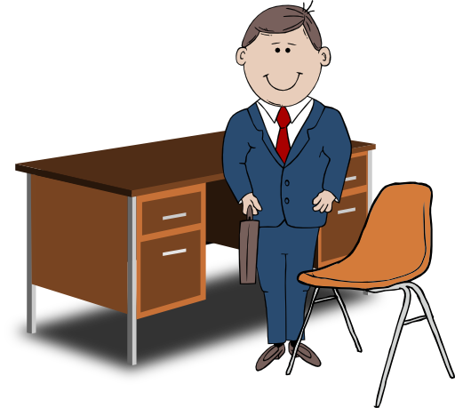 Teacher Manager Between Chair And Desk Clipart I2clipart Royalty
