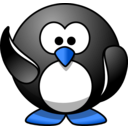 download Waving Penguin clipart image with 180 hue color