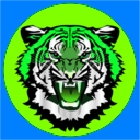 download Tiger Red On Green clipart image with 90 hue color