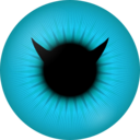 download Red Iris With Devil Pupil clipart image with 180 hue color