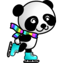 download Skating Panda clipart image with 180 hue color