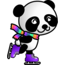 download Skating Panda clipart image with 270 hue color
