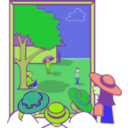 download Kids Looking Out Window clipart image with 45 hue color