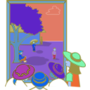 download Kids Looking Out Window clipart image with 180 hue color