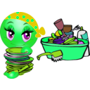 download Washing Girl Smiley Emoticon clipart image with 90 hue color