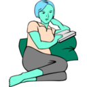 download Woman Reading clipart image with 135 hue color