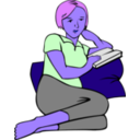 download Woman Reading clipart image with 225 hue color