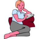 download Woman Reading clipart image with 315 hue color