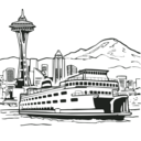 download Space Needle And Ferry clipart image with 135 hue color