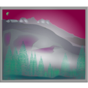 download Fog Between Forest And Peaks clipart image with 90 hue color