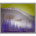 download Fog Between Forest And Peaks clipart image with 180 hue color