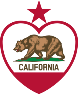 California Flag Heart Star On Top