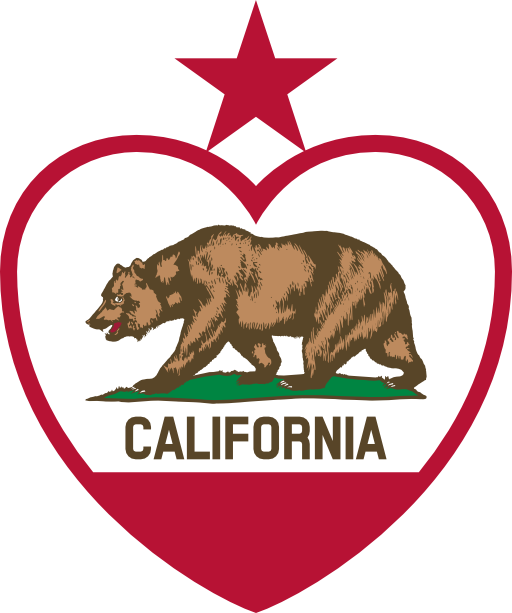 California Flag Heart Star On Top