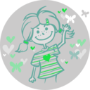 download Girl And Flying Hearts clipart image with 135 hue color