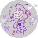 download Girl And Flying Hearts clipart image with 270 hue color