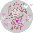 download Girl And Flying Hearts clipart image with 315 hue color