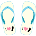 Thong Light Yellow And Blue With I Love Foot Symbol