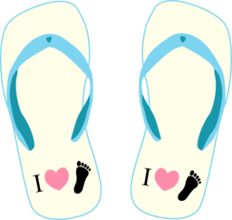 Thong Light Yellow And Blue With I Love Foot Symbol