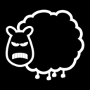 download Angry Black Sheep clipart image with 180 hue color