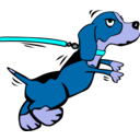 download Dog On Leash Cartoon clipart image with 180 hue color