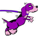 download Dog On Leash Cartoon clipart image with 270 hue color