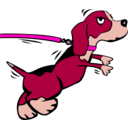 download Dog On Leash Cartoon clipart image with 315 hue color
