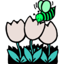 download Bee And Flowers clipart image with 90 hue color