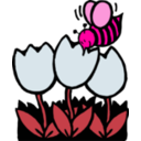 download Bee And Flowers clipart image with 270 hue color