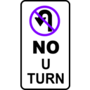 download Sign No U Turn clipart image with 270 hue color