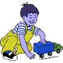 download Boy Playing With Toy Truck clipart image with 225 hue color