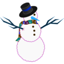 download A Scarfed Snowman clipart image with 180 hue color