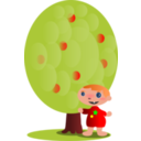 Red Fruit Tree With A Baby