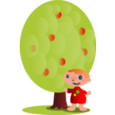 download Red Fruit Tree With A Baby clipart image with 0 hue color