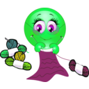 download Crocheted Girl Smiley Emoticon clipart image with 90 hue color
