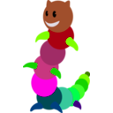 download Rainbow Caterpillar clipart image with 90 hue color