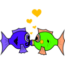 download Fish In Love clipart image with 45 hue color