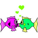 download Fish In Love clipart image with 90 hue color