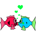 download Fish In Love clipart image with 135 hue color