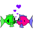 download Fish In Love clipart image with 270 hue color