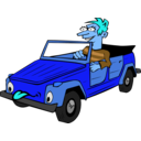 download Boy Driving Car Cartoon clipart image with 180 hue color