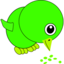 download Funny Chick Eating Bird Seed Cartoon clipart image with 45 hue color