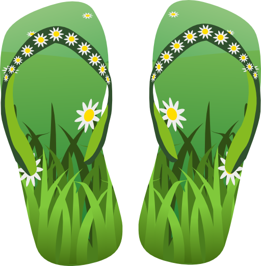 Thong Green With Grass And Flowers